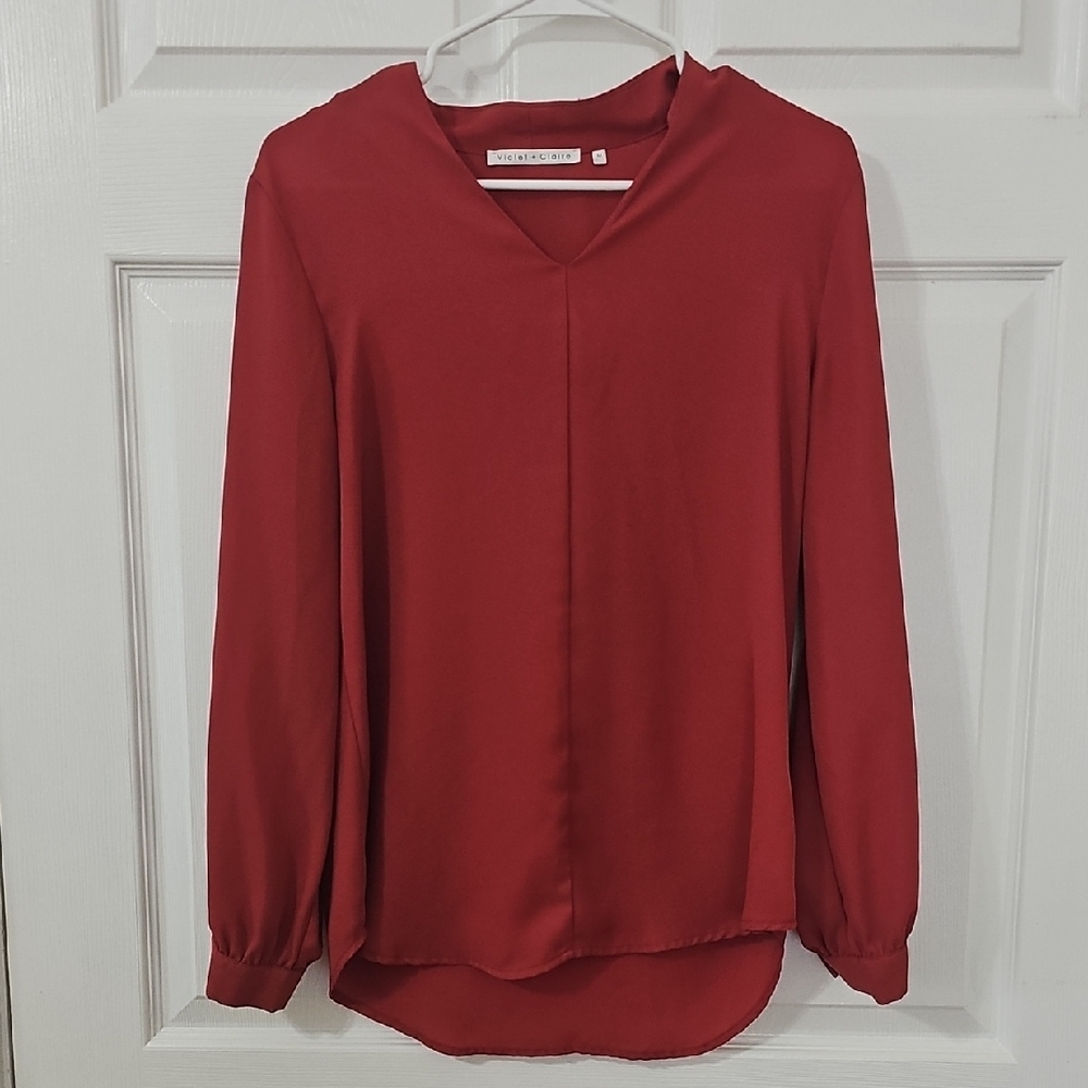 NWOT- Violet & Claire Women's  Deep Red Blouse